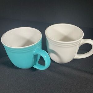 Room Essentials 16 oz White and Blue Coffee Mugs.